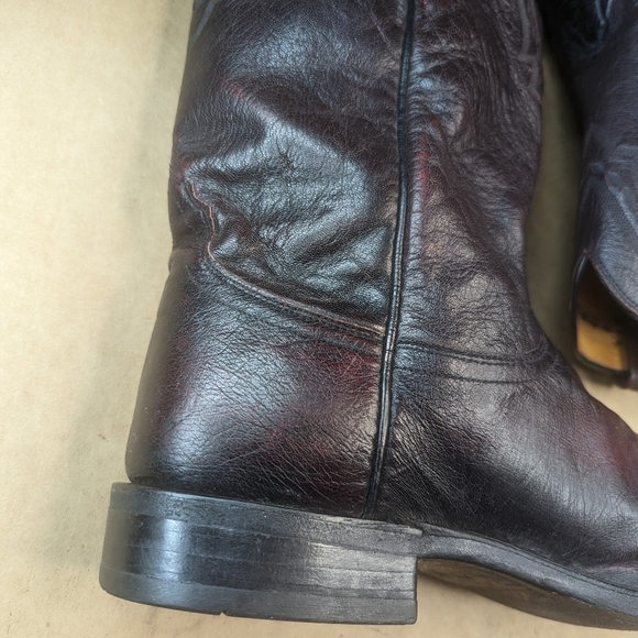 Lucchese Boots men's size 11D Exotic Genuine Black Cherry Smooth Ostrich classic - Picture 9 of 16